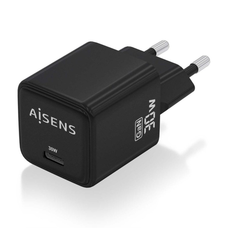 AISENS CARGADOR GAN 30W, 1XUSB-C PD3.0 QD4.0 NEGRO
