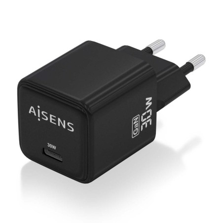 AISENS CARGADOR GAN 30W, 1XUSB-C PD3.0 QD4.0 NEGRO
