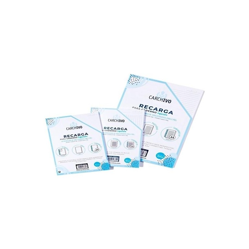 CARCHIVO RECAMBIO CUADERNO INGENIOX A5 50 HOJAS EXTRAÍBLES 100GR CUADRÍCULA 5X5