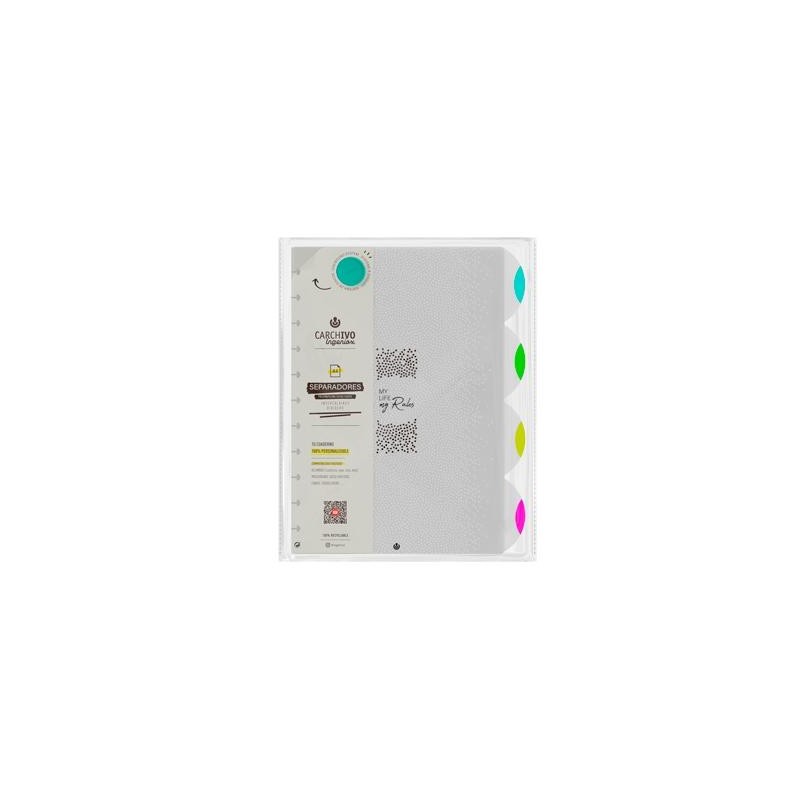 CARCHIVO SEPARADORES INGENIOX NEON A4 EXTRAÍBLES 4 POSICIONES PP