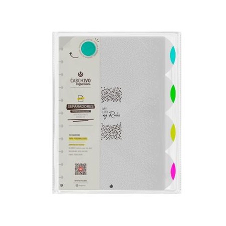 CARCHIVO SEPARADORES INGENIOX NEON A4 EXTRAÍBLES 4 POSICIONES PP