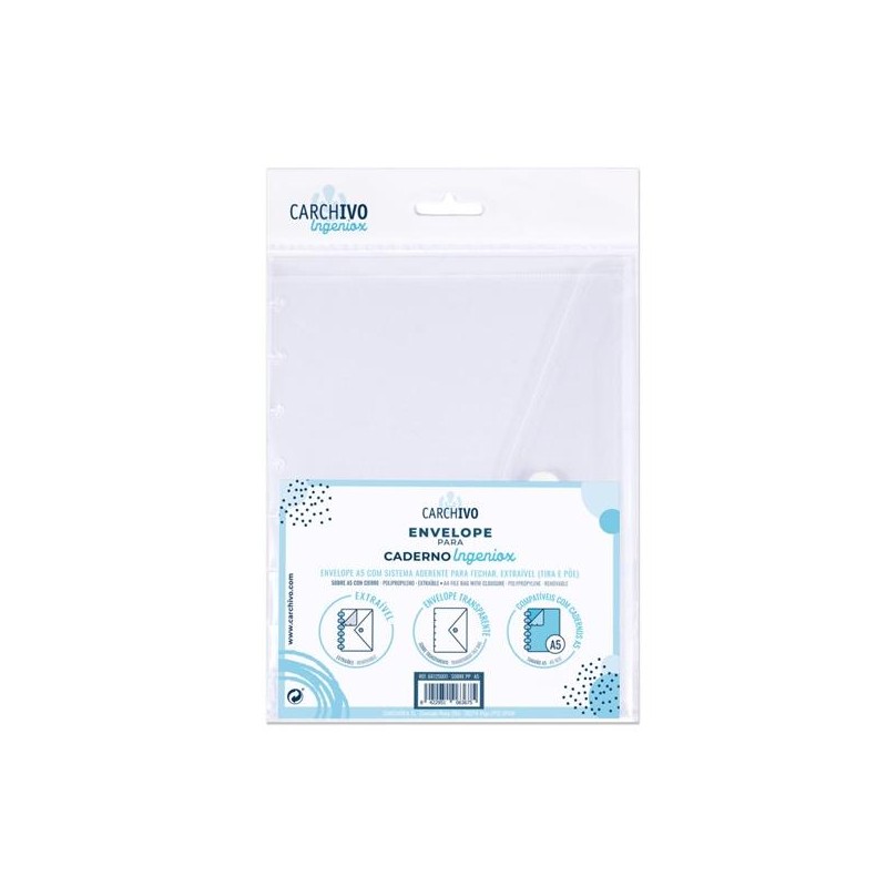 CARCHIVO SOBRE INGENIOX A5 EXTRAÍBLE CIERRE C/VELCRO POLIPROPILENO TRANSPARENTE