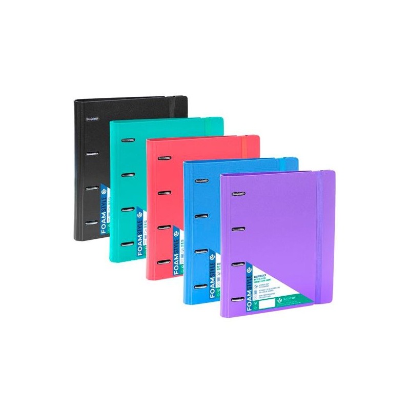 CARCHIVO CARPETA ANILLAS MIXTAS 4X35MM CARPEBLOCK 360 FOAM STYLE C/RECAMBIO 100H A4 5X5 90GR C/GOMA 4 SEPARADORES C/SURTIDOS