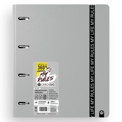 CARCHIVO CARPEBLOCK 360 MY RULES CON RECAMBIO 100H A4 5X5 90GR 4 SEPARADORES PP FOAM GRIS