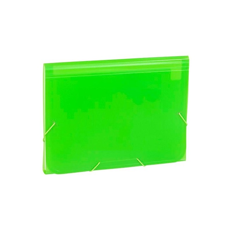 CARCHIVO CLASIFICADOR ACORDEÓN FOLIO 13 DPTOS C/GOMA PP TRANSLÚCIDO VERDE