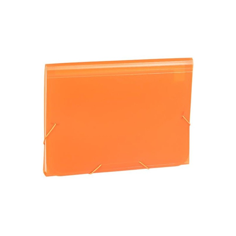 CARCHIVO CLASIFICADOR ACORDEÓN FOLIO 13 DPTOS C/GOMA PP TRANSLÚCIDO NARANJA