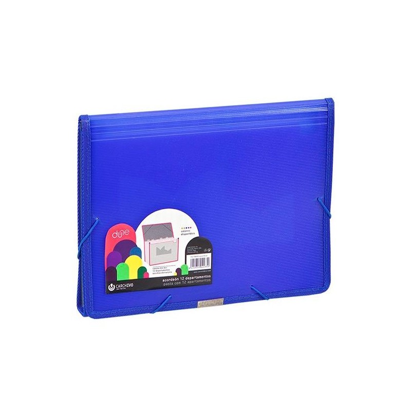 CARCHIVO CLASIFICADOR ACORDEÓN DUNE 13 DPTOS FOLIO C/GOMA PP RÍGIDO ACANALADO AZUL