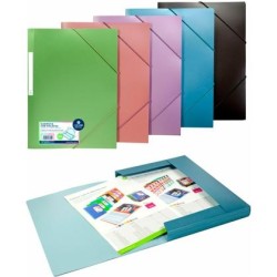 CARCHIVO CARPETA METAL TRES SOLAPAS GOMAS A4 POLIPROPILENO GRIS METALIZADO