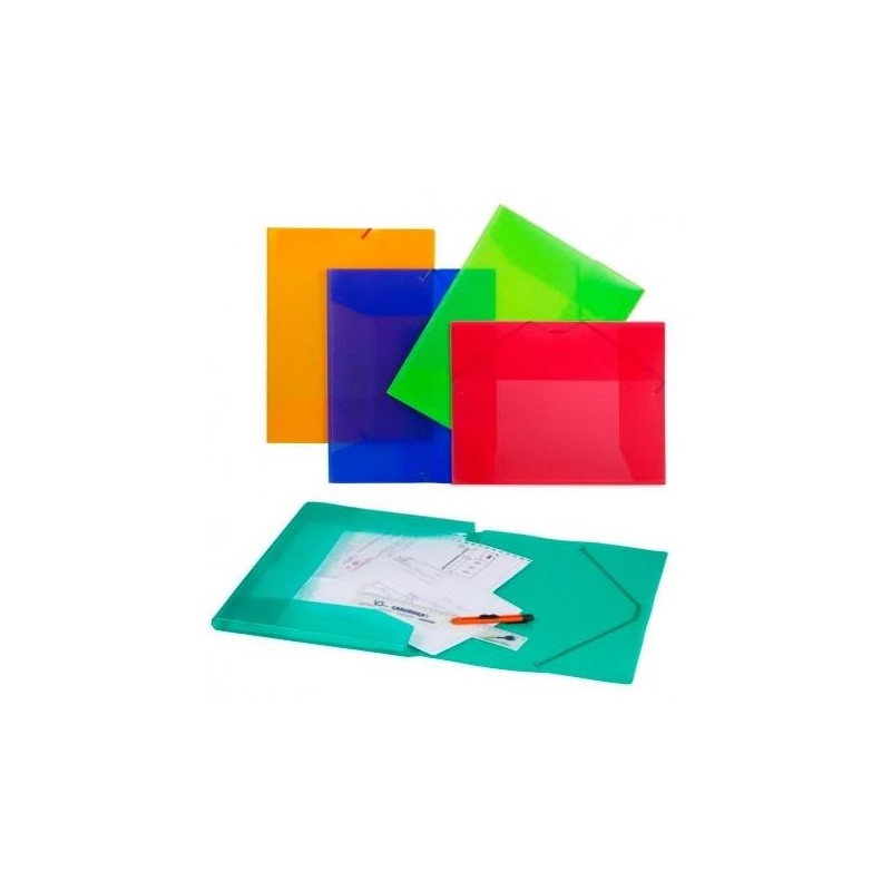 CARCHIVO CARPETA 3 SOLAPAS FOLIO C/GOMAS PP TRANSLÚCIDO VERDE CLARO