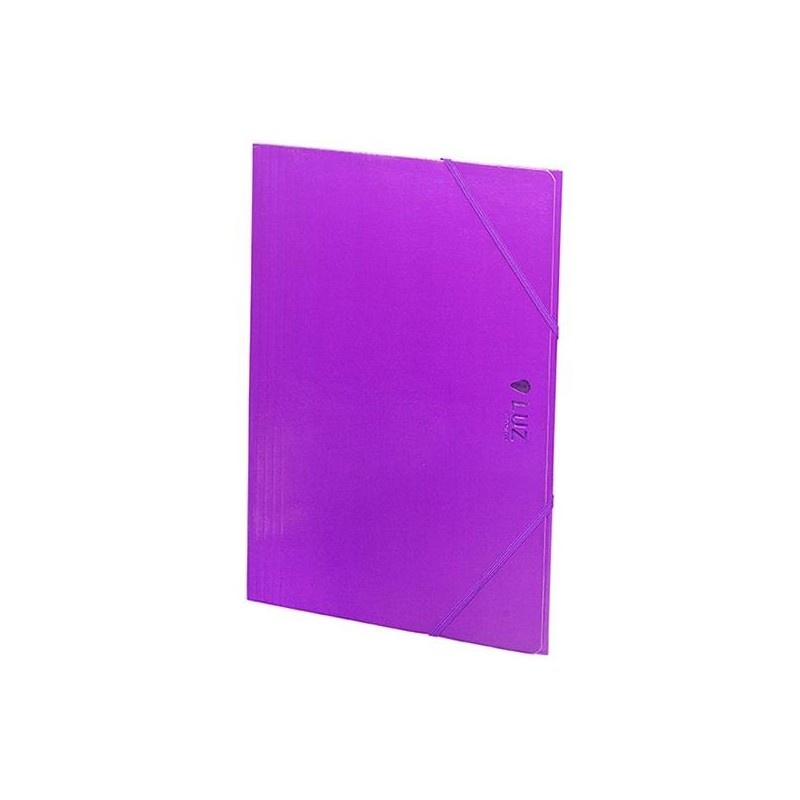 CARCHIVO CARPETA 3 SOLAPAS FOLIO C/GOMAS CARTÓN BRILLO LUZ VIOLETA
