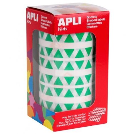 APLI GOMETS TRIANGULARES 10,5MM ROLLO VERDE -ROLLO 6136 UNIDADES-