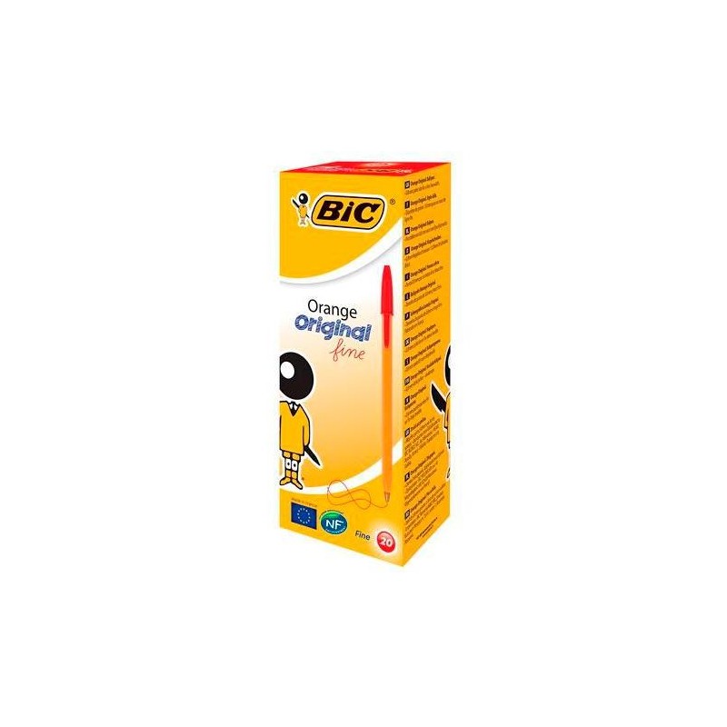 BIC BOLÍGRAFO NARANJA ORIGINAL FINE ROJO CAJA 20 UD