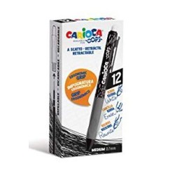 CARIOCA BOLÍGRAFO TINTA BORRABLE OOPS RETRÁCTIL 0.7MM MONOCOLOR NEGRO CAJA 12 UD