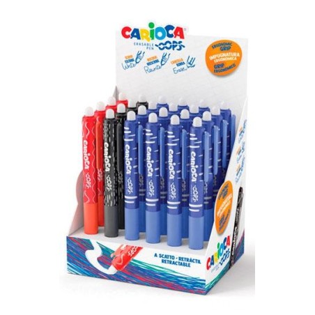 CARIOCA BOLÍGRAFO TINTA BORRABLE OPPS RETRÁCTIL 0.7MM COLORES SURTIDOS EXPOSITOR 24 UD