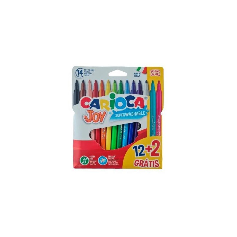 CARIOCA ROTULADORES JOY SUPER LAVABLES C/SURTIDOS ESTUCHE 12+2 UD GRATIS
