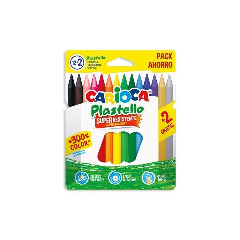 CARIOCA PLASTICERAS RESISTENTES PLASTELLO COLORES SURTIDOS ESTUCHE 12+2 UD