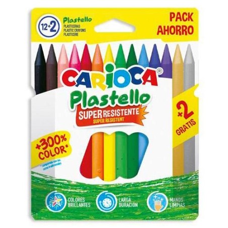 CARIOCA PLASTICERAS RESISTENTES PLASTELLO COLORES SURTIDOS ESTUCHE 12+2 UD