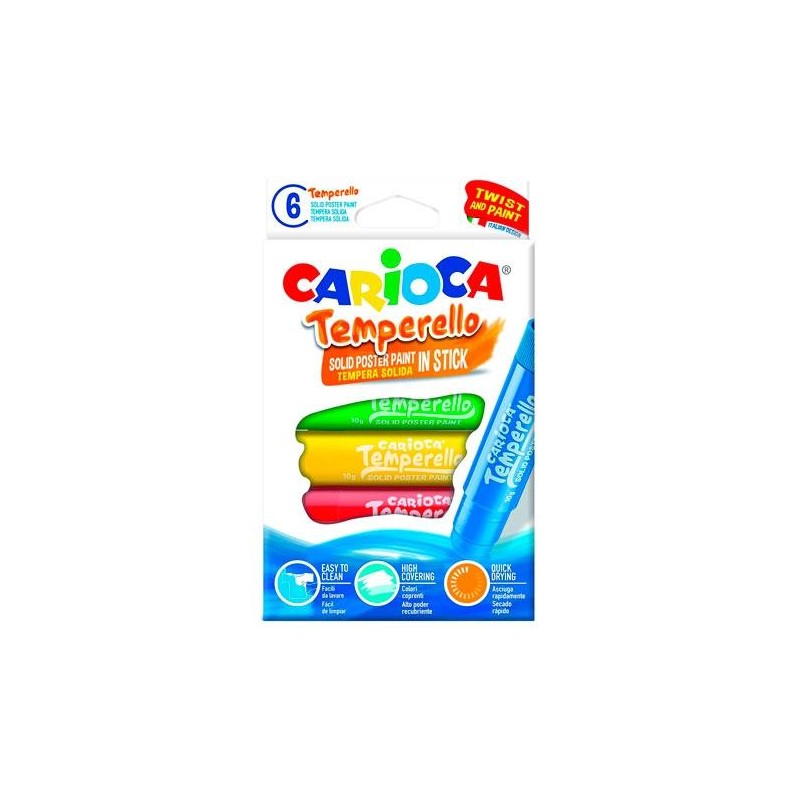 CARIOCA TÉMPERA SÓLIDA TEMPERELLO COLORES - CAJA DE 6