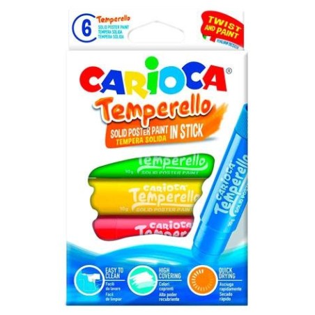 CARIOCA TÉMPERA SÓLIDA TEMPERELLO COLORES - CAJA DE 6