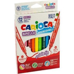 CARIOCA ROTULADOR BIRELLO DOBLE PUNTA FINA/MEDIA COLORES SURTIDOS ESTUCHE 12 UD