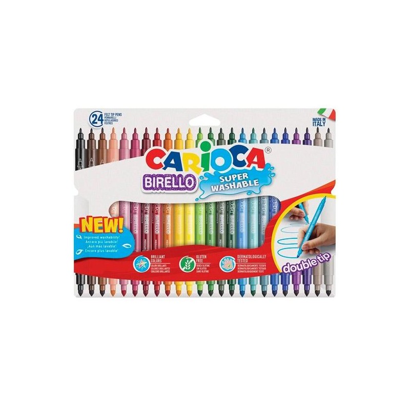 CARIOCA ROTULADOR BIRELLO DOBLE PUNTA FINA/MEDIA COLORES SURTIDOS ESTUCHE 24 UD