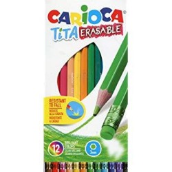 CARIOCA LÁPICES DE COLORES TITA CON GOMA C/SURTIDOS ESTUCHE 12 UD