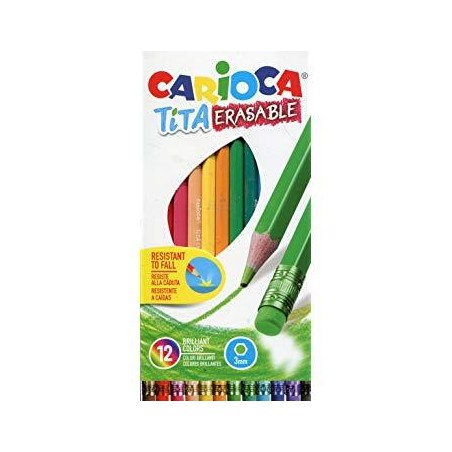 CARIOCA LÁPICES DE COLORES TITA CON GOMA C/SURTIDOS ESTUCHE 12 UD