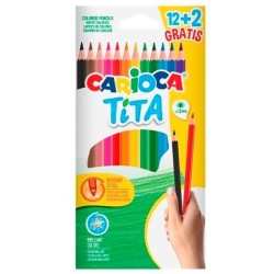 CARIOCA LÁPICES DE COLORES TITA C/SURTIDOS ESTUCHE 12+2 UD GRATIS