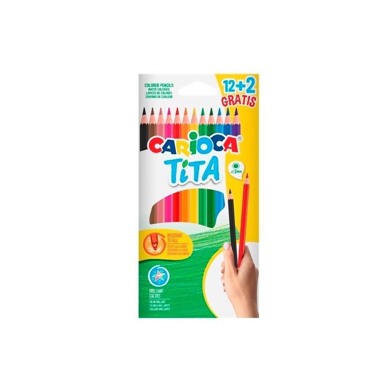 CARIOCA LÁPICES DE COLORES TITA C/SURTIDOS ESTUCHE 12+2 UD GRATIS
