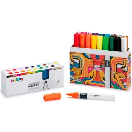 CARIOCA PLUS ROTULADOR ACRÍLICO COLORES SURTIDOS CAJA PREMIUM 18 UD