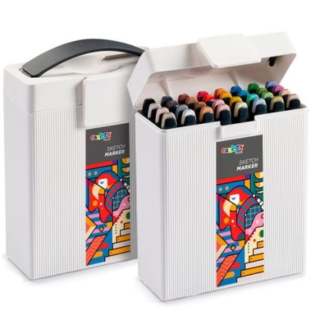 CARIOCA PLUS SKETCH MARKER DOBLE PUNTA CINCEL/PINCEL COLORES SURTIDOS CAJA PREMIUM 32 UD