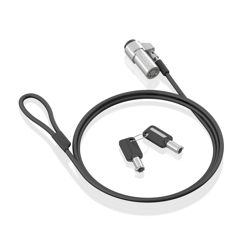 AISENS CABLE DE SEGURIDAD NANO CON CERRADURA DE LLAVE PARA ORDENADOR, PORTATIL, MONITOR 1,5 M NEGRO