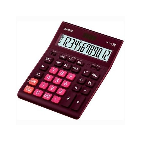 CASIO CALCULADORA DE OFICINA SOBREMESA 12 DÍGITOS GRANATE