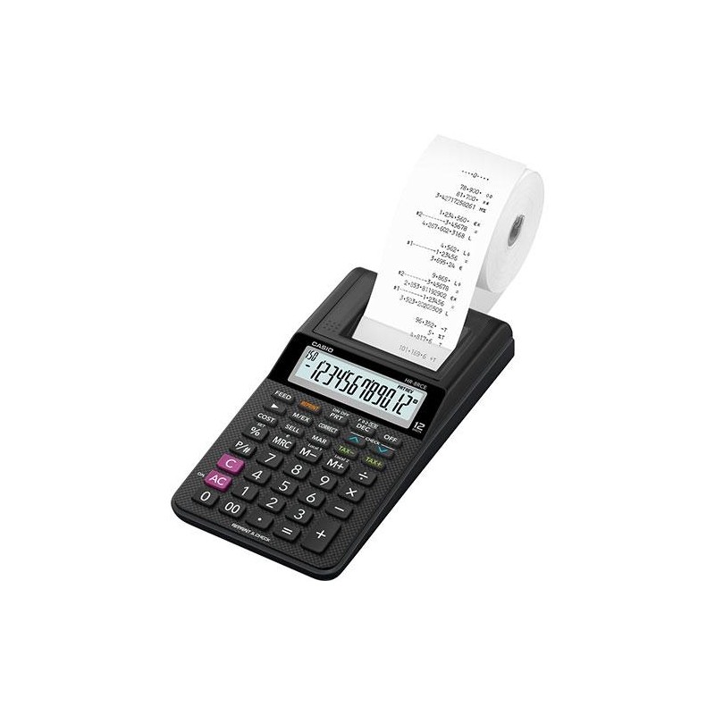 CASIO CALCULADORA DE OFICINA CON IMPRESORA HR-8RCE 12 DÍGITOS NEGRO