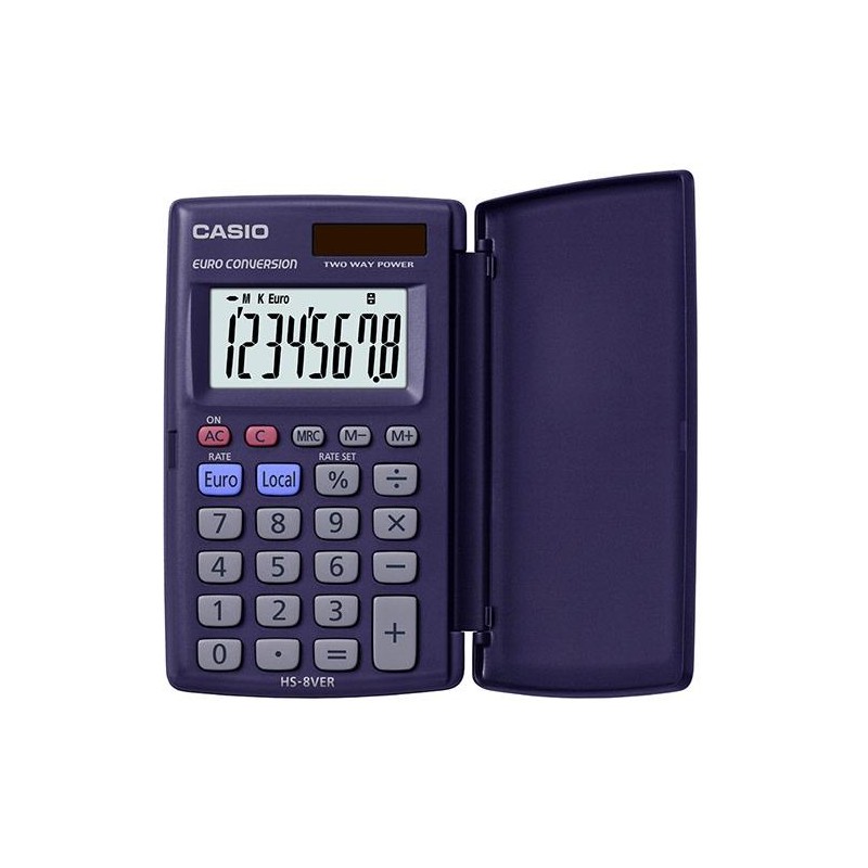 CASIO CALCULADORA DE OFICINA HS-8VER SOLAR 8 DÍGITOS VIOLETA OSCURO