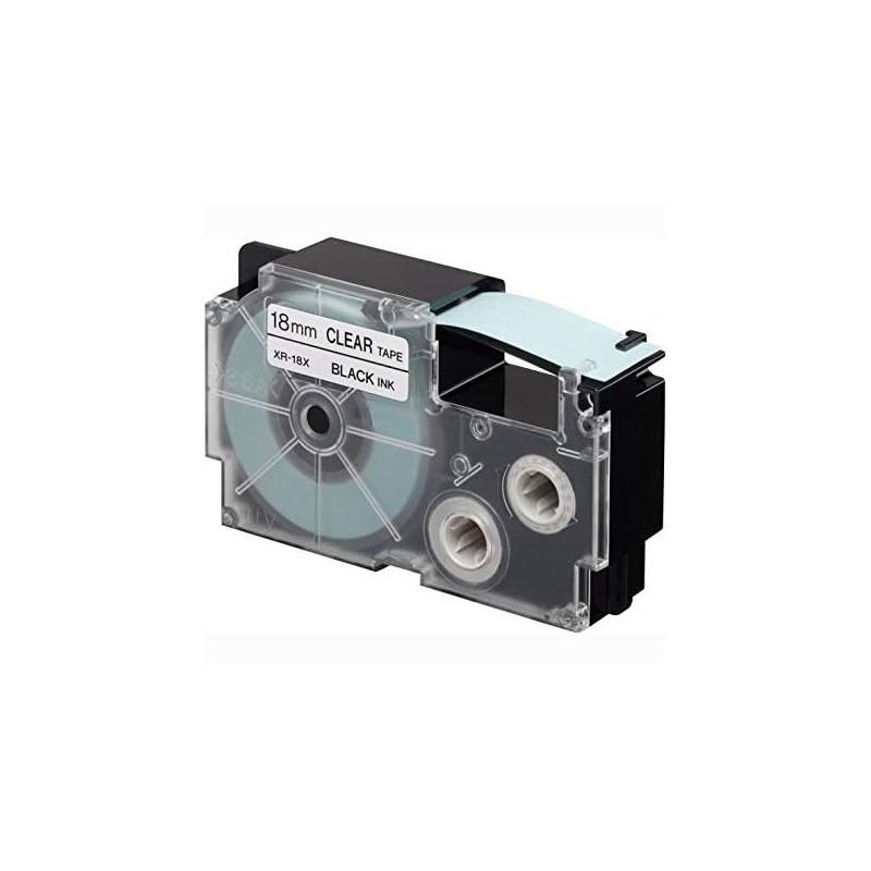 CASIO CINTA PARA ETIQUETADORA 8M X 18MM NEGRO/TRANSPARENTE