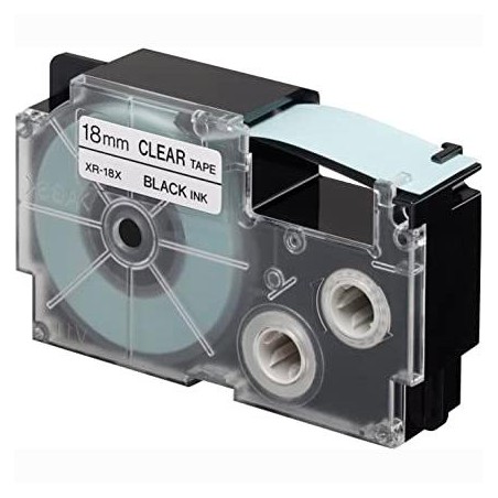 CASIO CINTA PARA ETIQUETADORA 8M X 18MM NEGRO/TRANSPARENTE