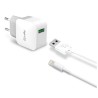 CELLY CARGADOR PARED USB + CABLE USB - LIGHTNING 12W BLANCO