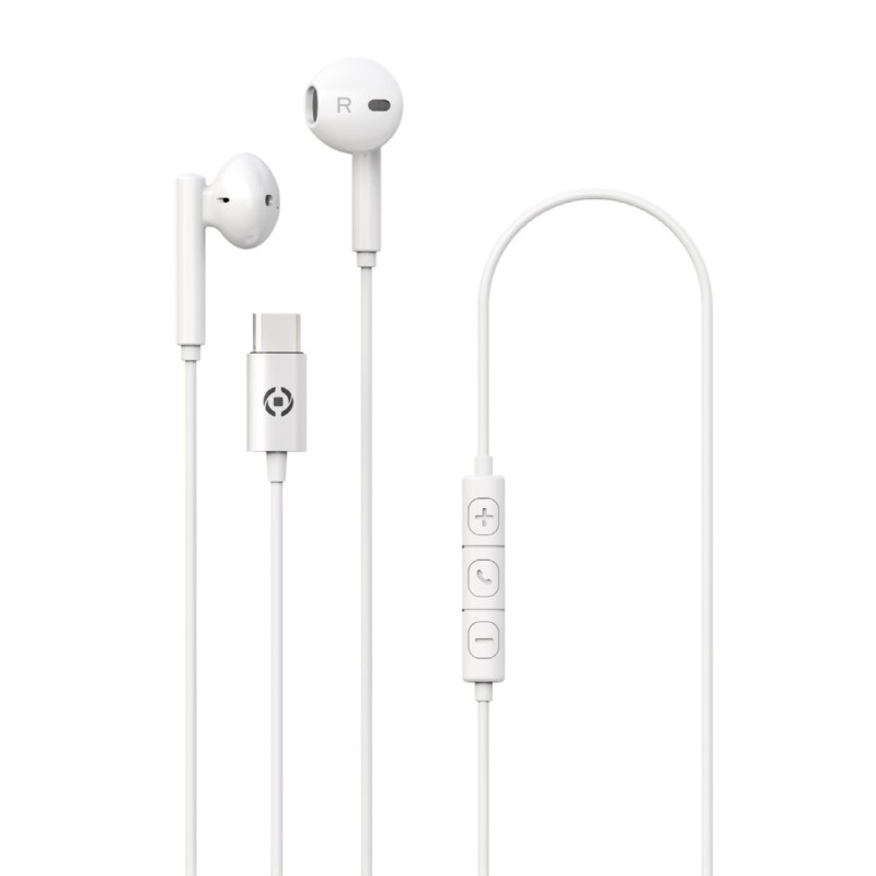 CELLY AURICULAR UNIVERSAL USB-C CON MICROFONO BLANCO