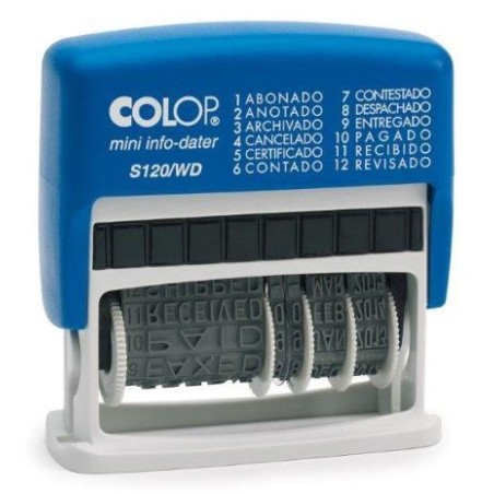 COLOP SELLO PRINTER S120/WD 4MM FORMULA/FECHA ESPAÑOL AZUL/BICOLOR