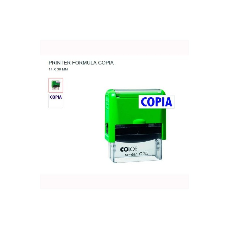 COLOP SELLO PRINTER C20 FORMULA " COPIA " ALMOHADILLA E/20 14X38MM AZUL CARCASA KIWI