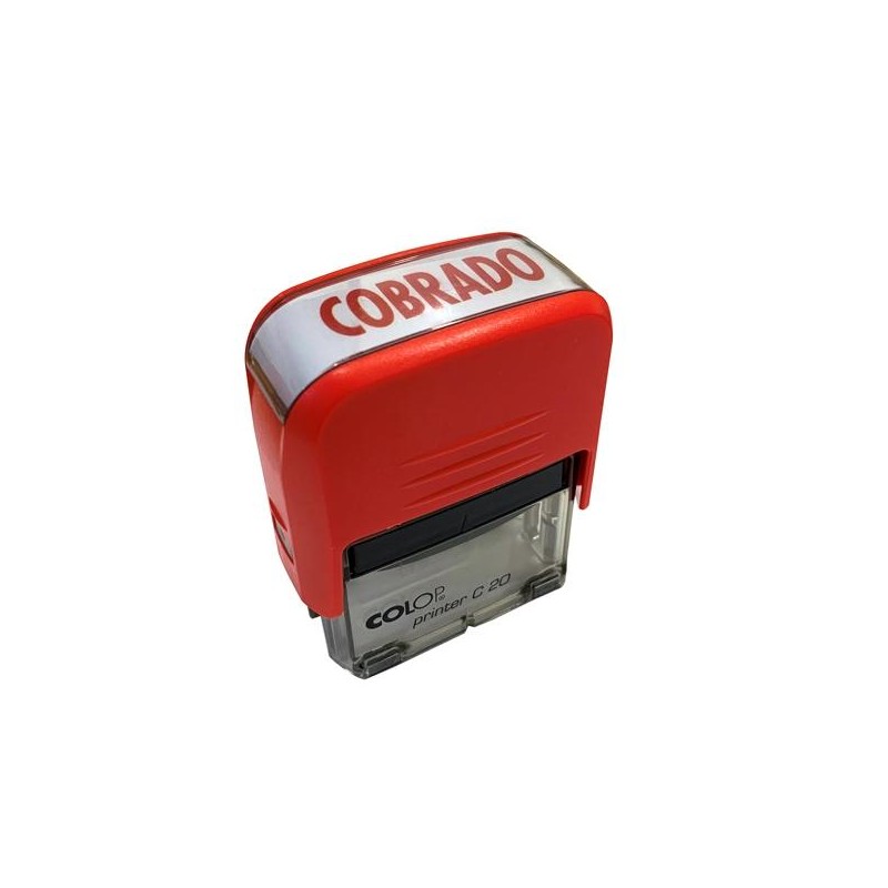 COLOP SELLO PRINTER C20 FORMULA " COBRADO " ALMOHADILLA E/20 14X38MM ROJO