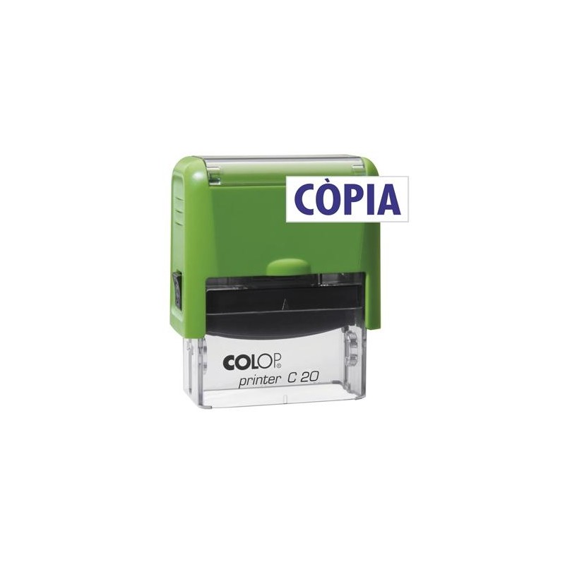 COLOP SELLO PRINTER C20 FORMULA " CÒPIA " (CATALÁN) ALMOHADILLA E/20 14X38MM AZUL (CARCASA ROJO Y VERDE)