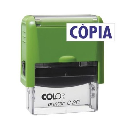 COLOP SELLO PRINTER C20 FORMULA " CÒPIA " (CATALÁN) ALMOHADILLA E/20 14X38MM AZUL (CARCASA ROJO Y VERDE)