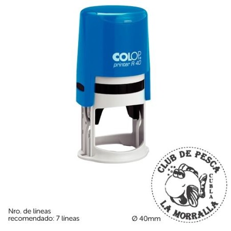 COLOP SELLO AUTOMÁTICO PRINTER R40 CON PLACA DE TEXTO PERSONALIZABLE Ø40MM 7 LÍNEAS -PARA PERSONALIZAR-