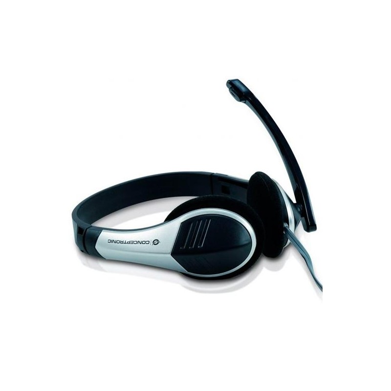 CONCEPTRONIC AURICULARES BIAURAL ESTEREO MICRÓFONO FLEXIBLE C/ JACK 3.5 MM PLATA