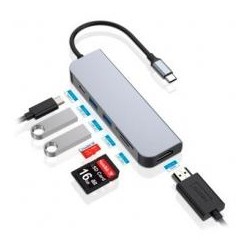 CONCEPTRONIC ADAPTADOR HUB 6 EN 1 USB-C A HDMI/USB-C/USB 3.0/SD/MICRO SD GRIS
