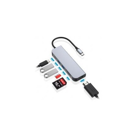 CONCEPTRONIC ADAPTADOR HUB 6 EN 1 USB-C A HDMI/USB-C/USB 3.0/SD/MICRO SD GRIS