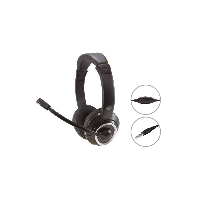 CONCEPTRONIC AURICULARES JACK 3.5 MM MICROFONO FLEXIBLE CONTROL VOLUMEN NEGRO