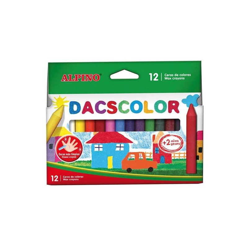 DACSCOLOR CERAS 80MM SEMIBLANDAS NO MANCHAN SURTIDOS -ESTUCHE DE 12U-
